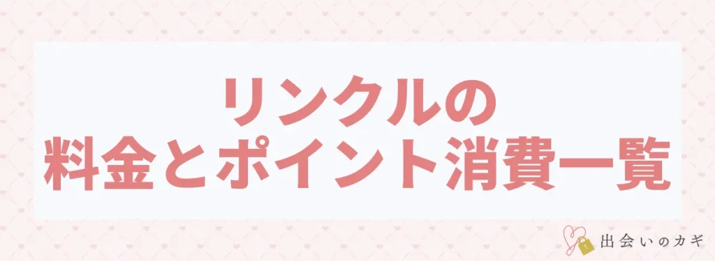 リンクルの料金とポイント消費一覧